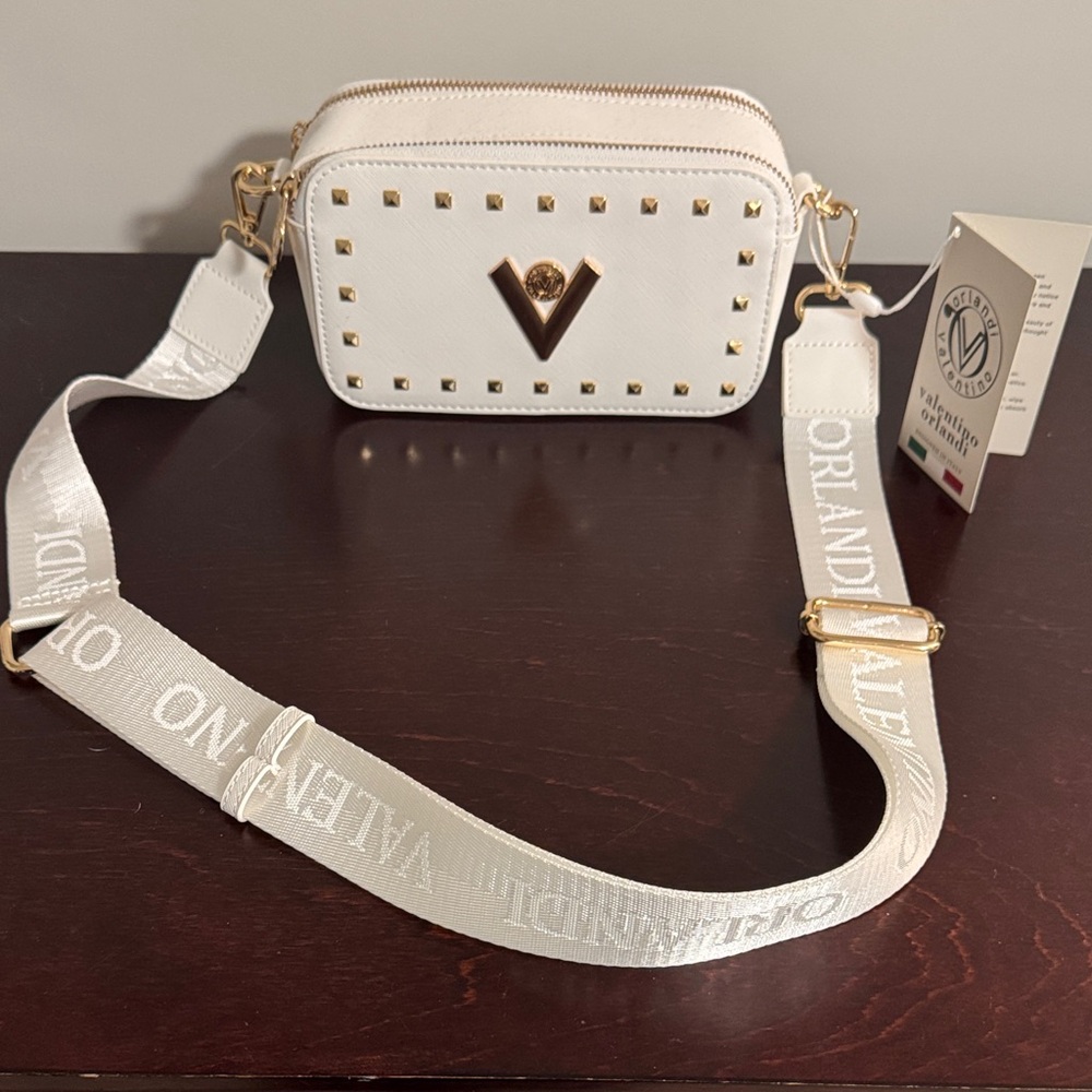 Valentino White and Gold Crossbody Bag